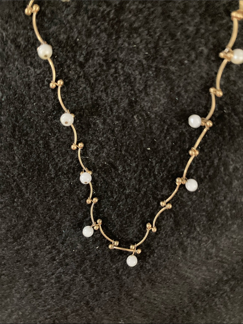 Gold-Tone Pearl Bead Necklace with Accent Stones - Picture 4 of 4
